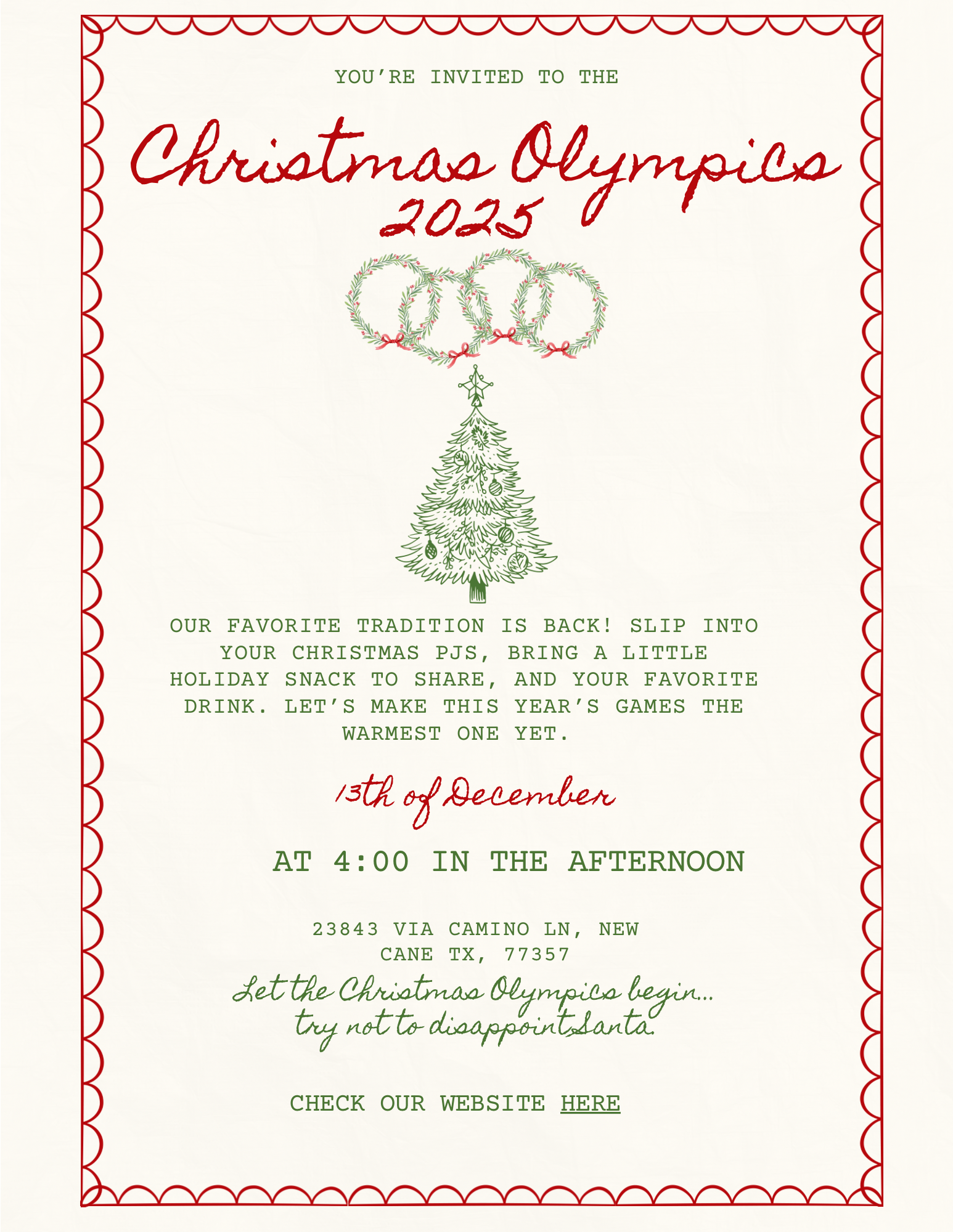 Christmas Olympics Invite